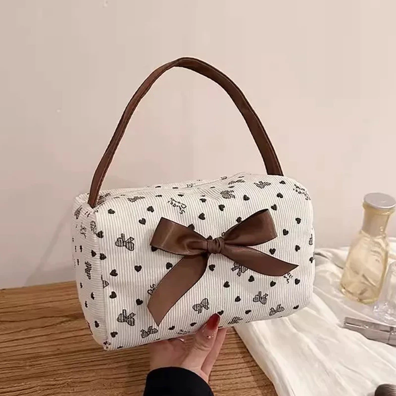 Bow Makeup Bag Handheld Design Super Durable Large Capacity Makeup Bag Makeup Storage Bag