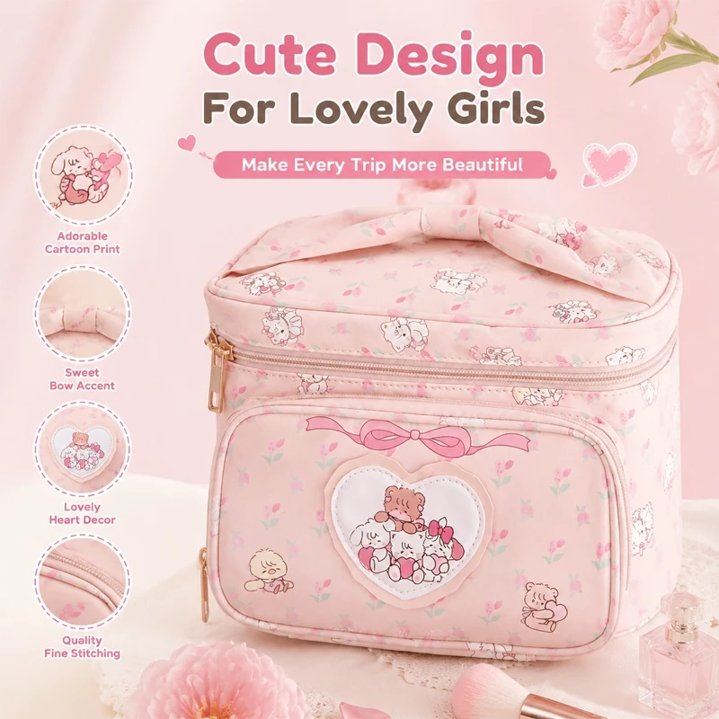 Cosmetic Bag Portable Makeup Organizer Bag Travel Pouch Waterproof Storage Case Cute Cartoon
